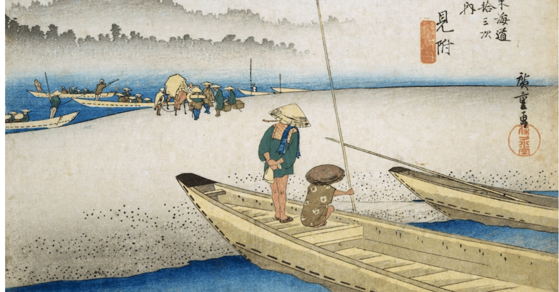 見附 天竜川図」−心がキュッと締め付けられる背中−『東海道五十三次