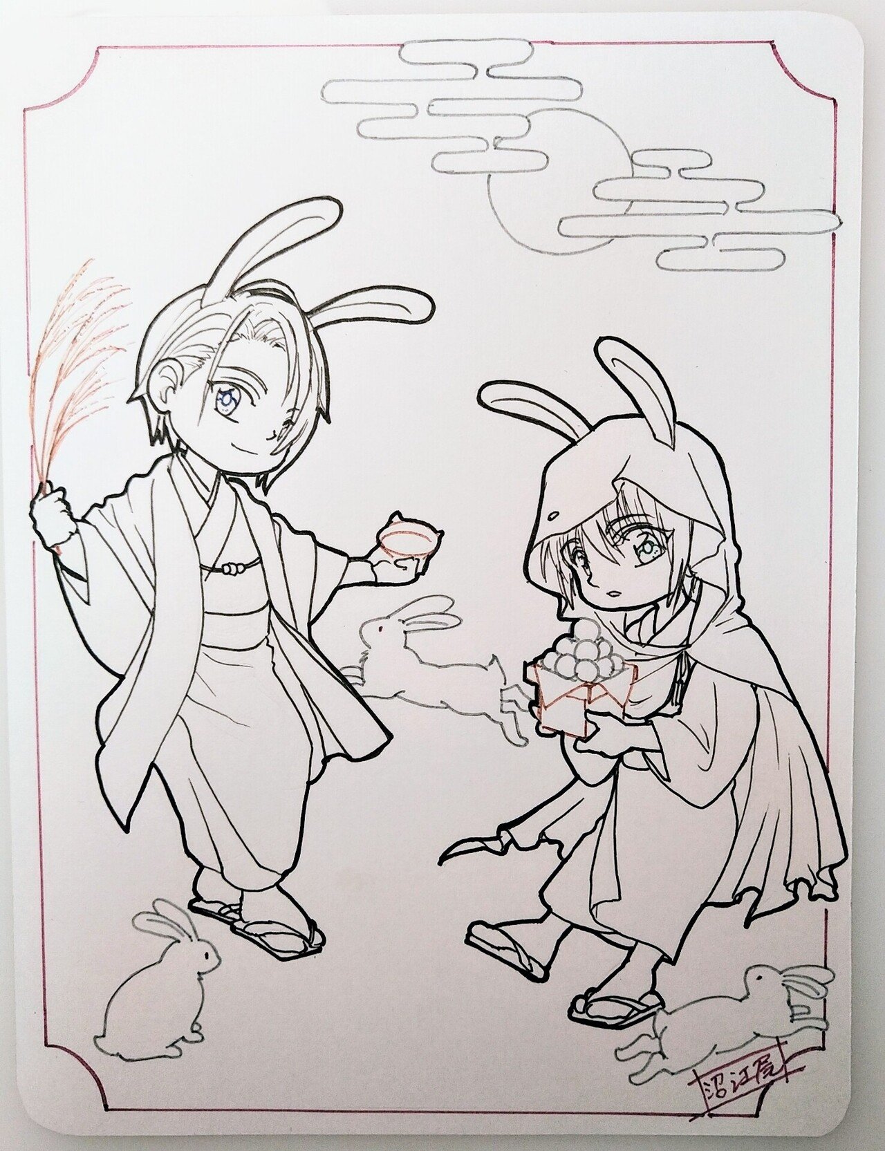 お月見テーマイラストメイキング かも キミシロ Note