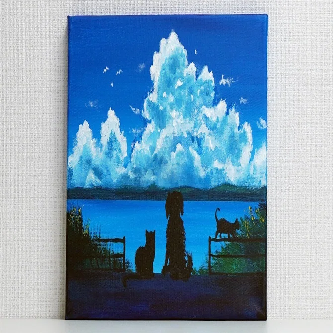 アクリル絵の具で「海が見える夏の風景」を描いてみた｜junya_art