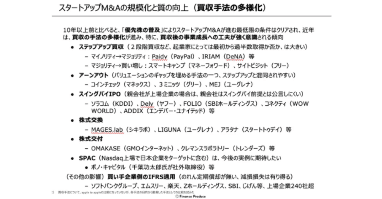 スタートアップM&Aの規模化と質の向上、事例から考察（その５）「買収手法の多様化〜スイングバイIPO編〜」｜ファイナンス・プロデュース