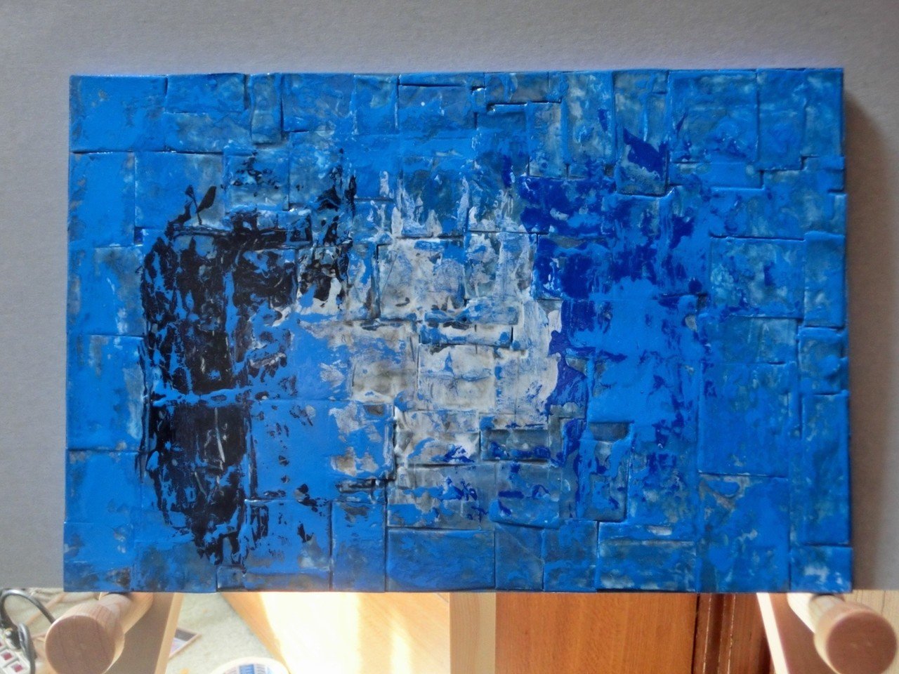 青色のモザイク作品 ゴッホの絵のように圧塗り 前衛工芸家 木村 有宝 Note