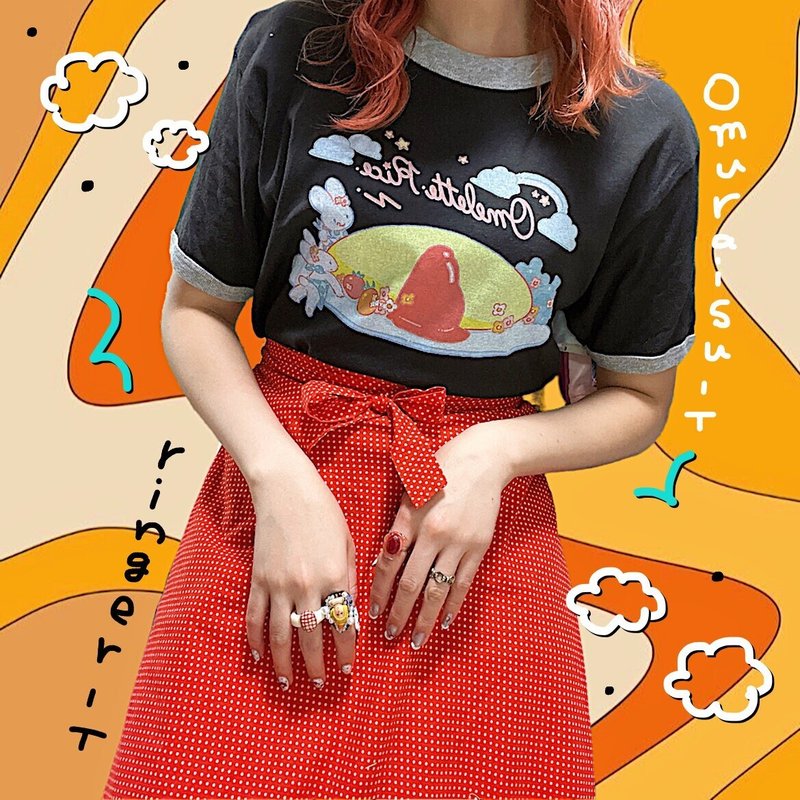 レトロポップ × 古着のファッションコーデにプリントTシャツをお洒落に活用。