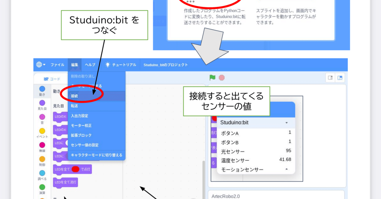Studuino:bit サンプルプログラム 2 （10/2）｜mochizuki