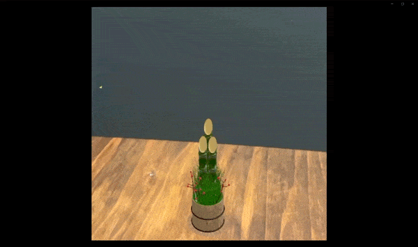 門松に紙吹雪が上から降っているGIF。