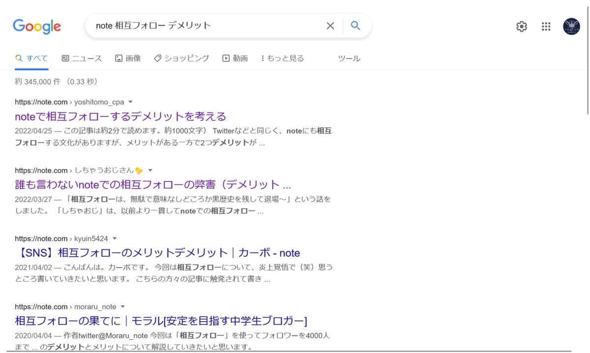 2022.9.15の”note 相互フォロー デメリット”の検索結果