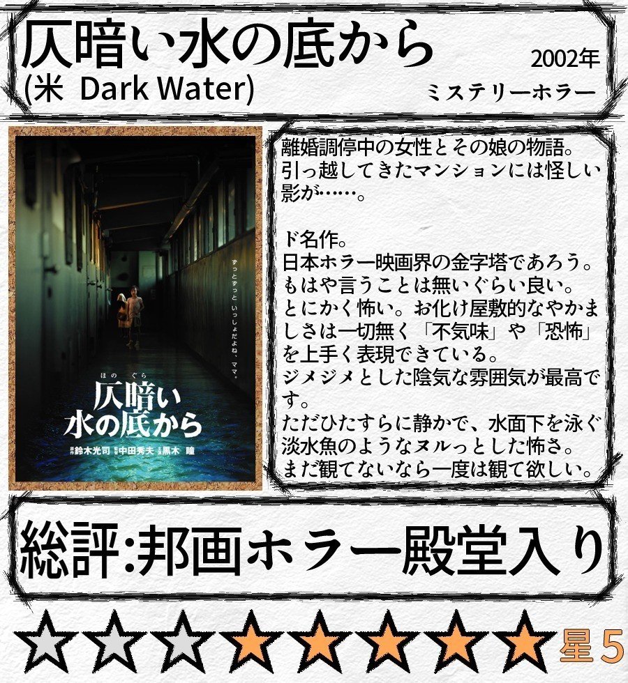 Minosの映画レビュー 仄暗い水の底から Minos Note Minosの映画レビュー 仄暗い水の底から Minos Note