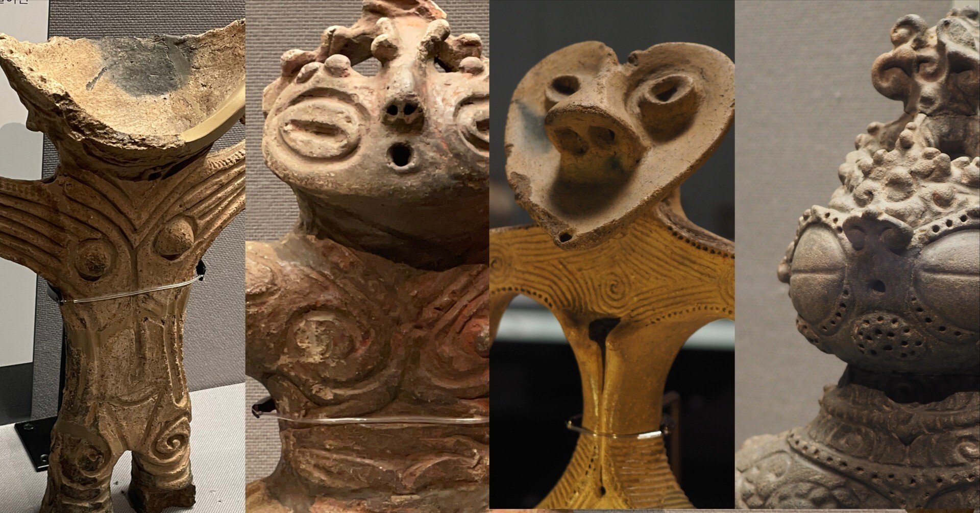 縄文時代後期 山型土偶 頭部 耳環 イアリング 福島県 出土 発掘 骨董