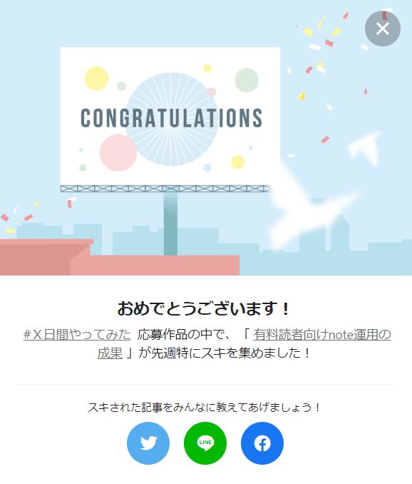 144週連続受賞有料読者向けnote運用お祝い