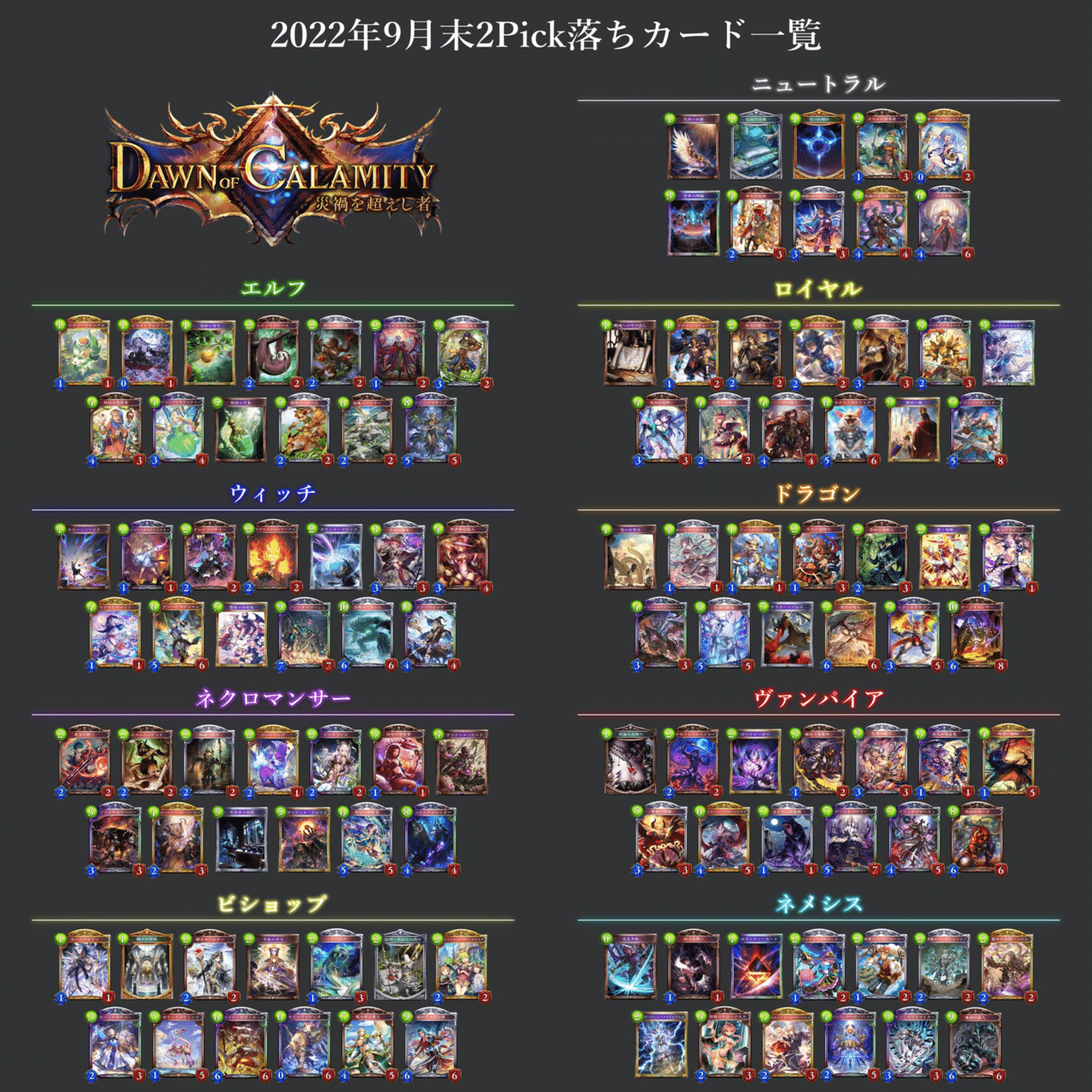 シャドバ】2Pick卒業式〜DOC環境編〜ピック落ちカード一覧&全クラス