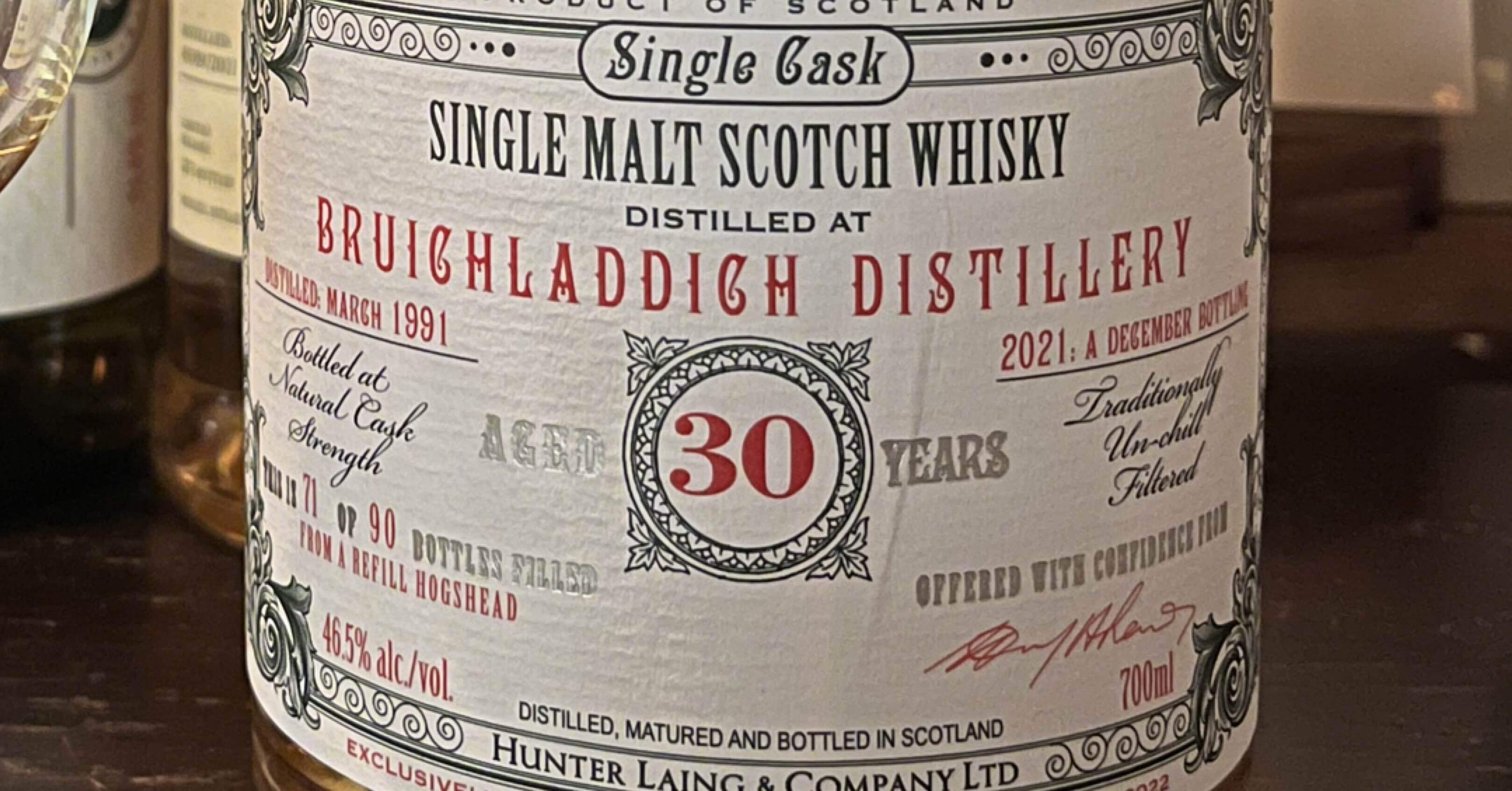 Bruichladdich 30y 1991-2021 46.5% Old&Rare for The British Fair in