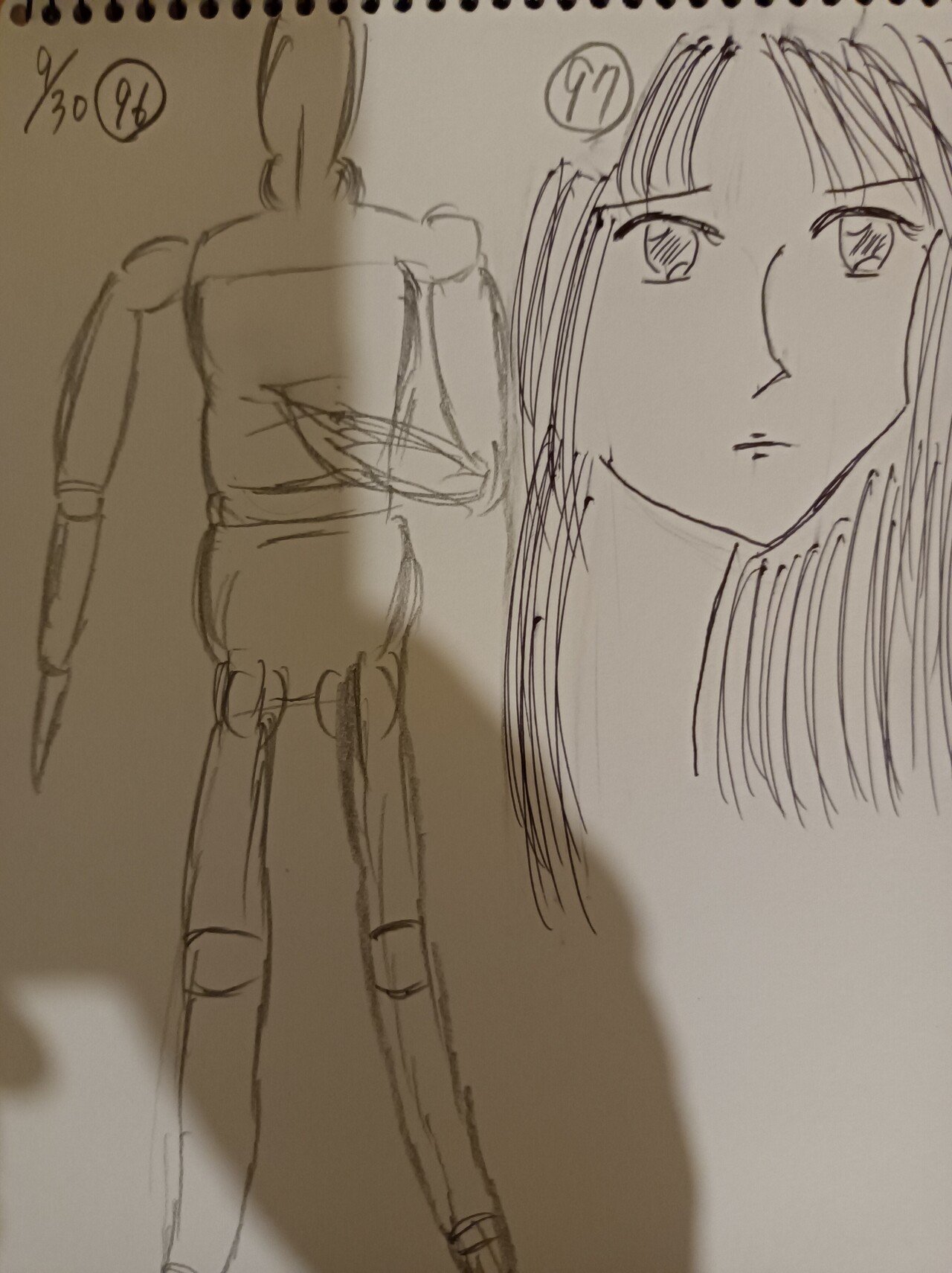 本日のイラスト練習 ポーズ人形模写と ボールペンでペン入れした女性の絵です 漫画家を目指す 片桐 秋 Note