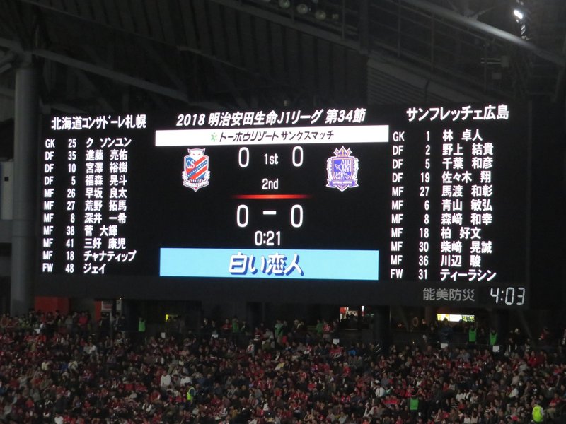 観戦メモ 18年jリーグ第34節 Vsコンサドーレ札幌 ちょっつ Note