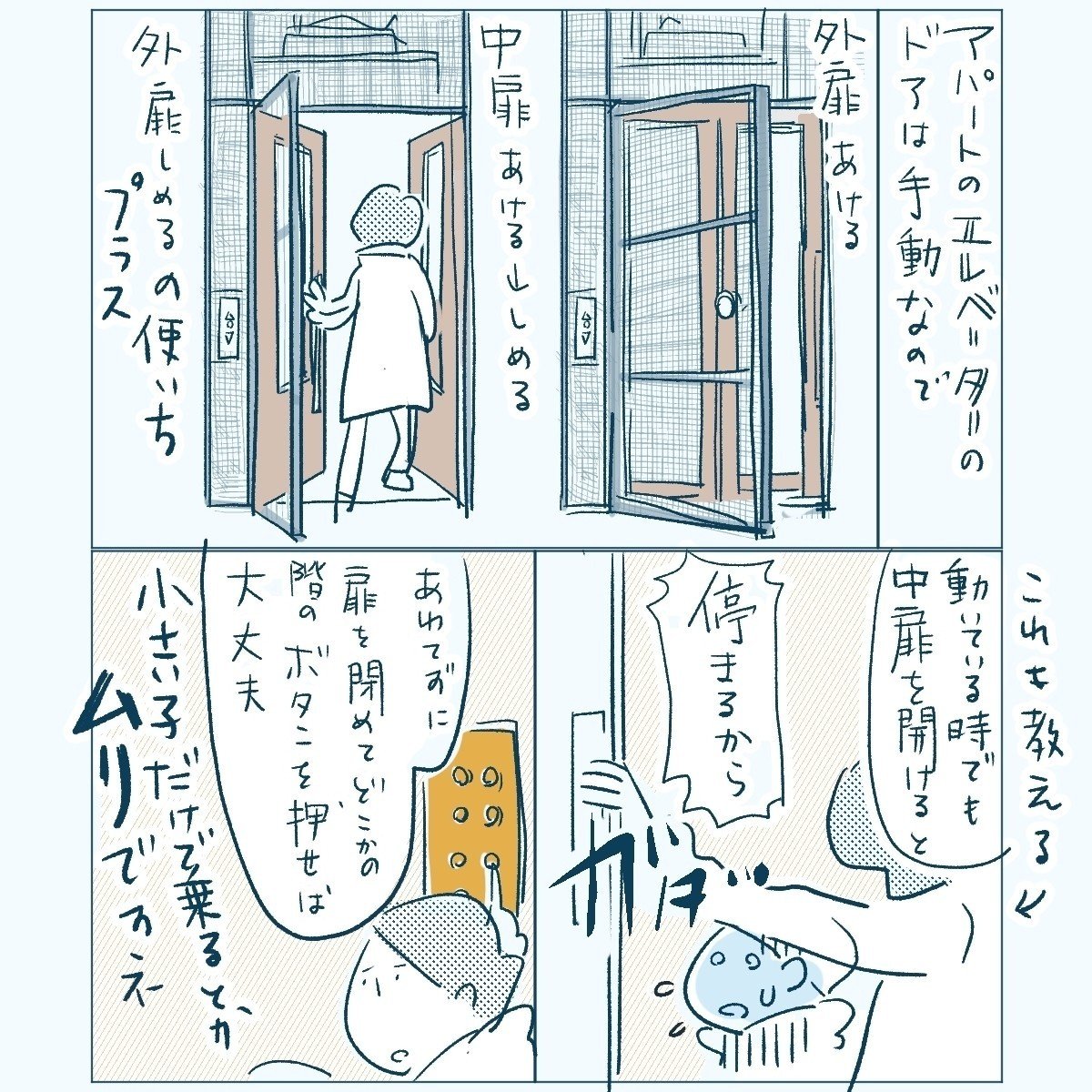 イタリアの日々 エレベーターの練習 ワダシノブ イラスト マンガ Note