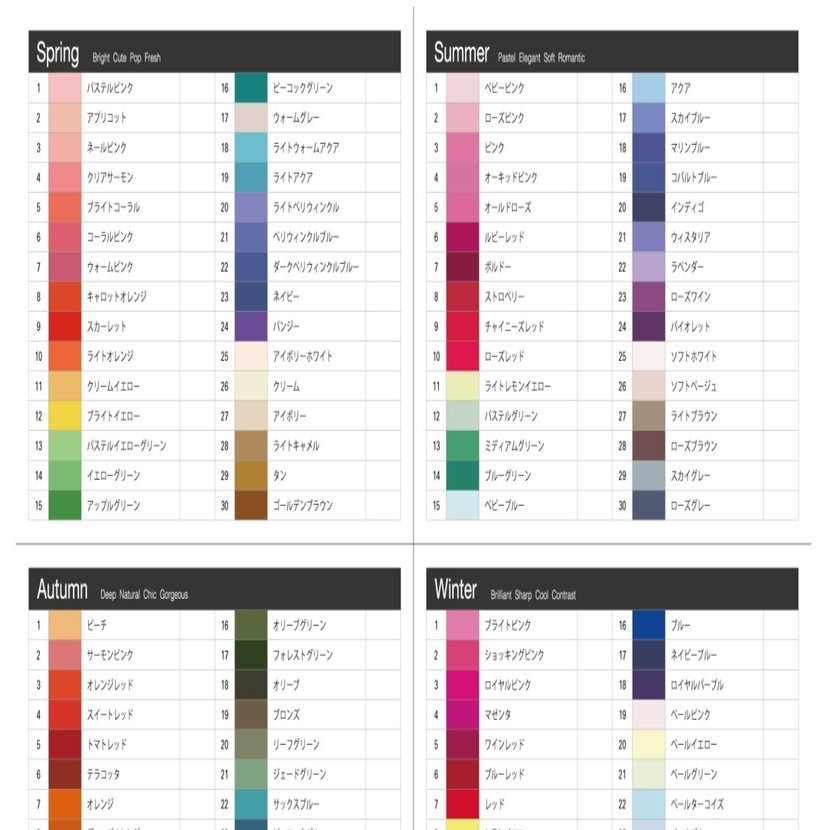 無料チェックシート【色見本・ドレープ用】｜八幡優 カラービジネスの