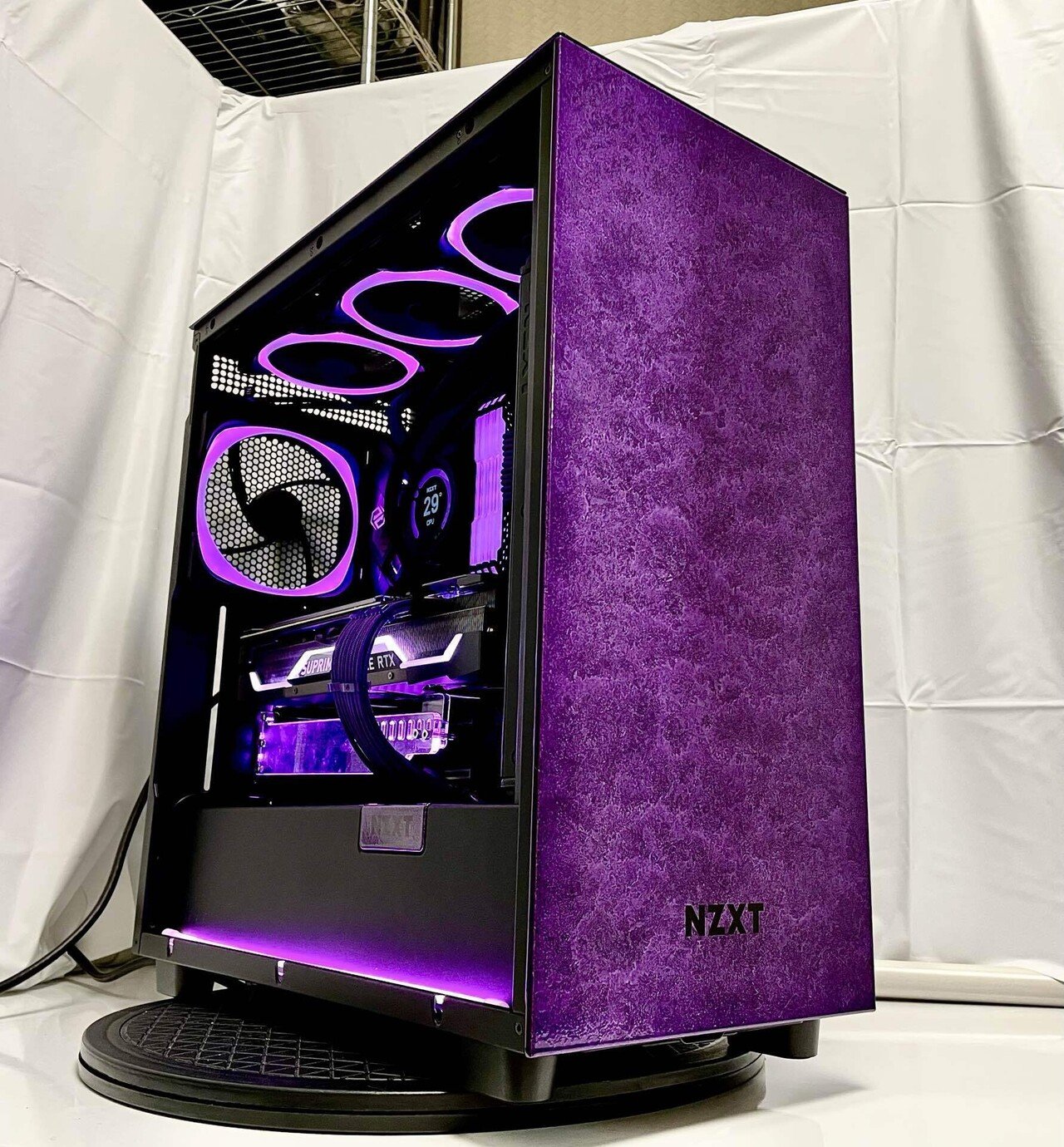 自作PC メタリックピンク ウレタン塗装ケース