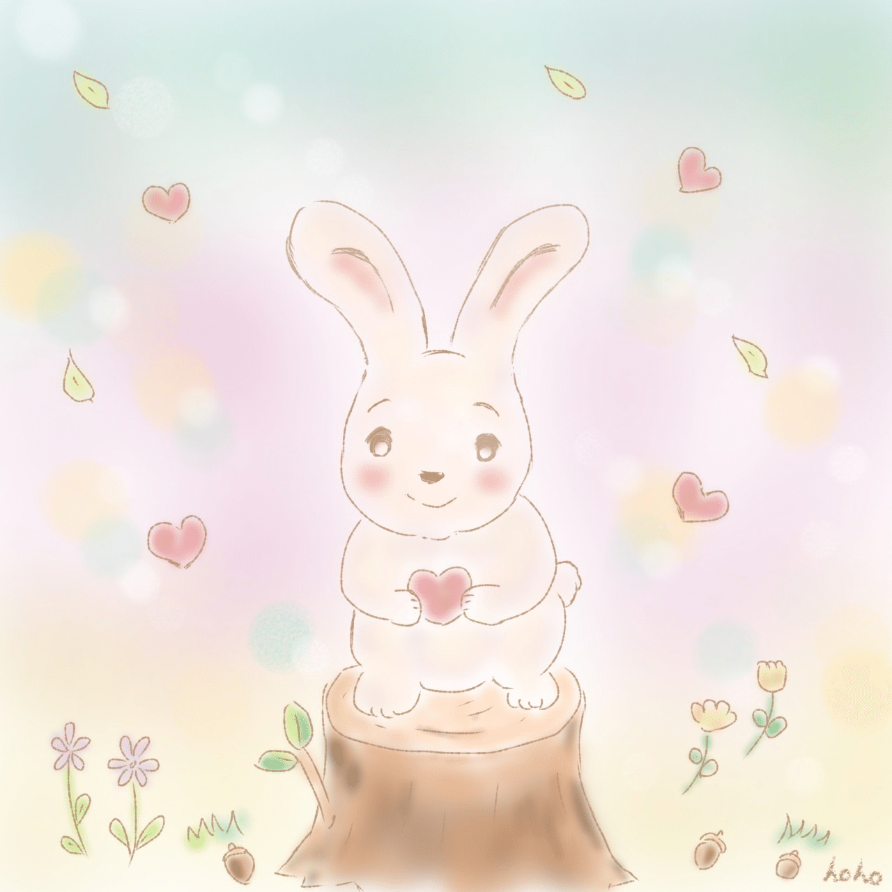 ハートを抱えたうさぎさん｜hoho