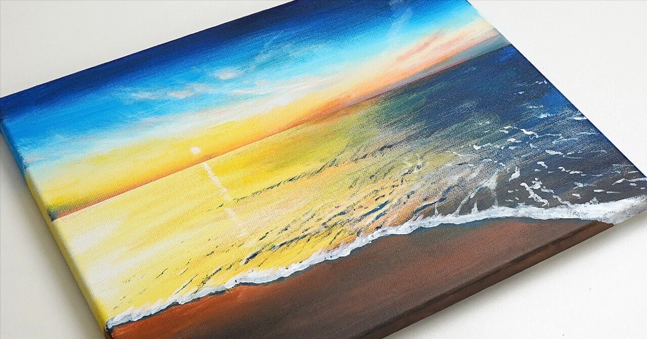 アクリル絵の具で「海の美しい日の出」を描いてみた｜junya_art