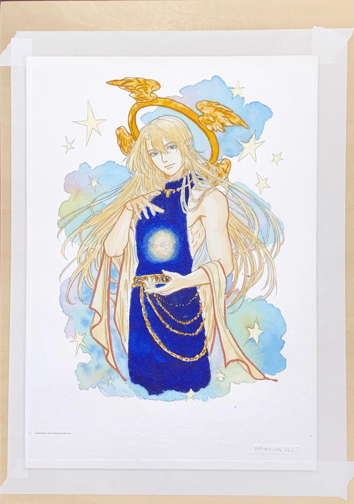 上原木呂「作品(無題)」◆2015年◆紙に水彩画作品◆サインあり額装◆F2号程度 第10回本フェチ大賞 特別賞「Aの献身」 | 同人誌印刷の緑陽社