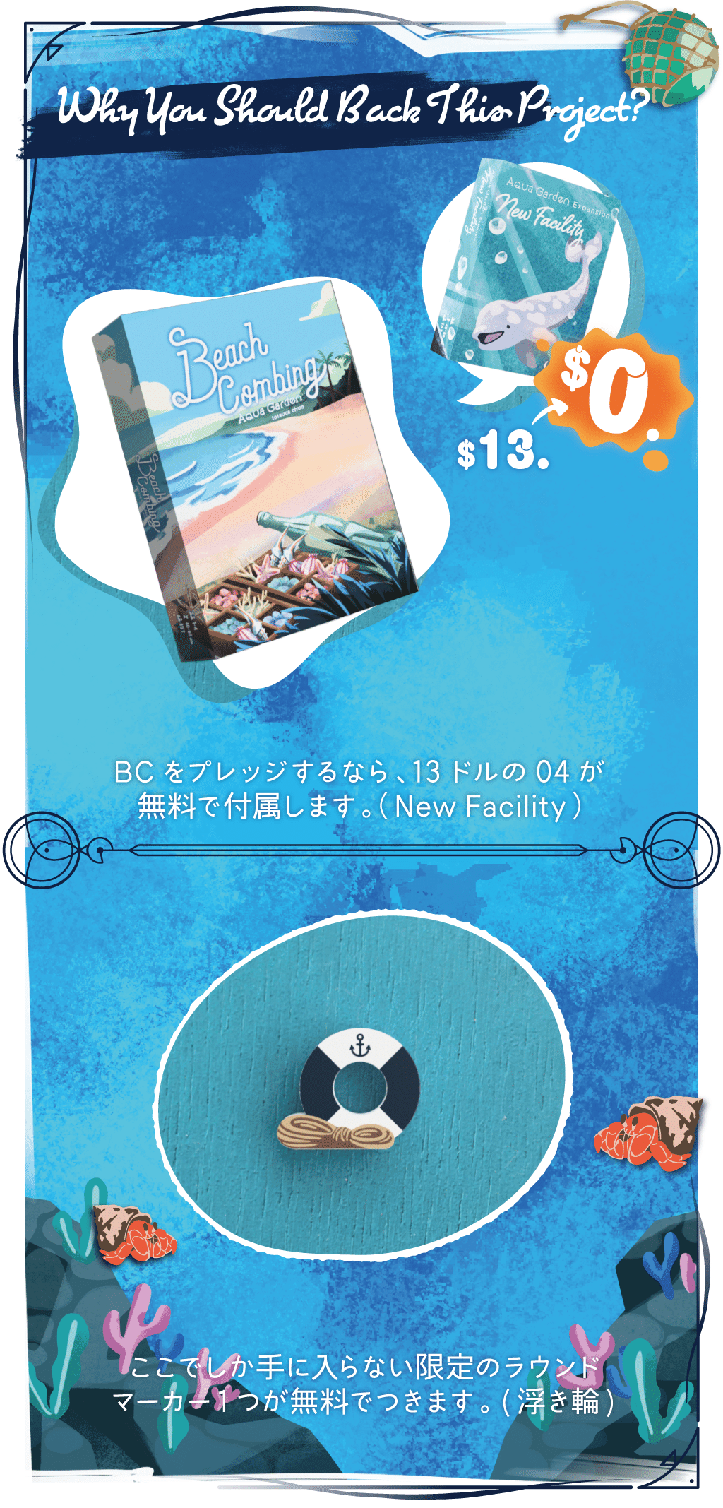 アクアガーデン　初回キックスターター版　限定品付き AquaGarden ビーチコーミング拡張セット キックスターターページ