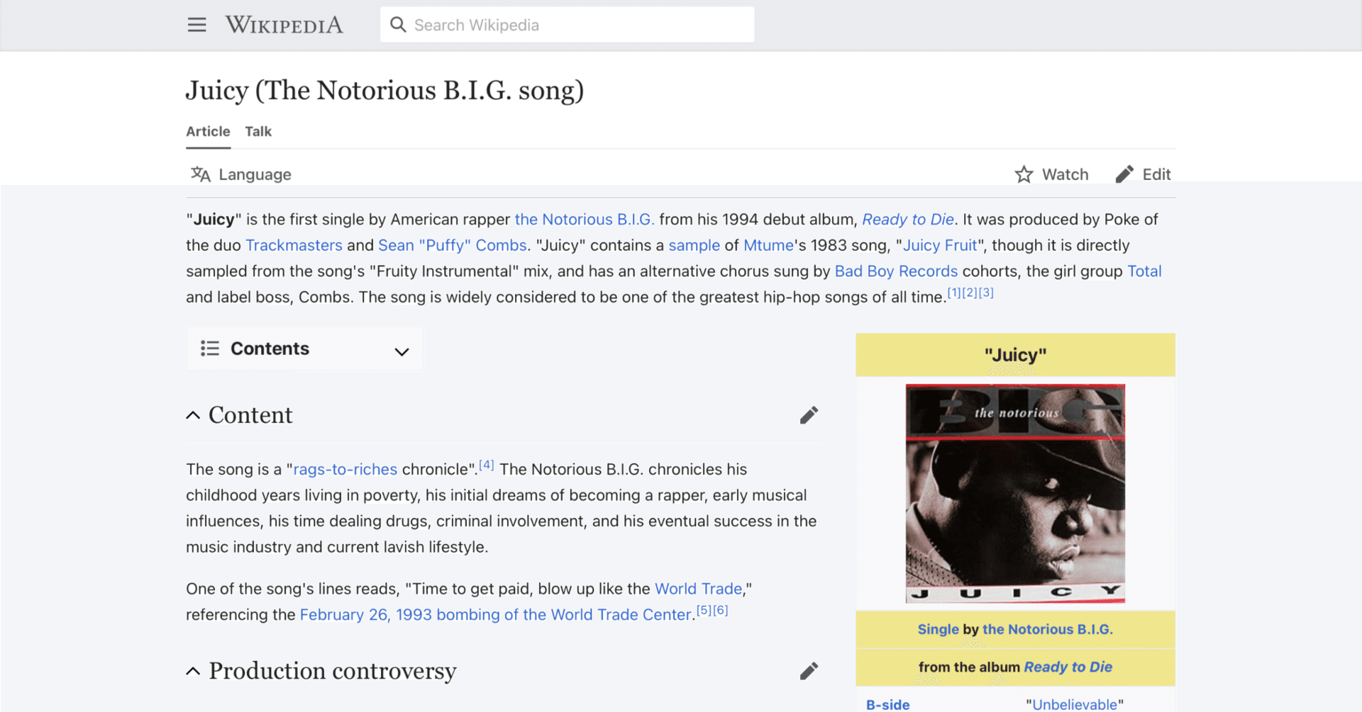 ノトーリアスB.I.G.｜Juicy】英語版ウィキペディアを読む【The