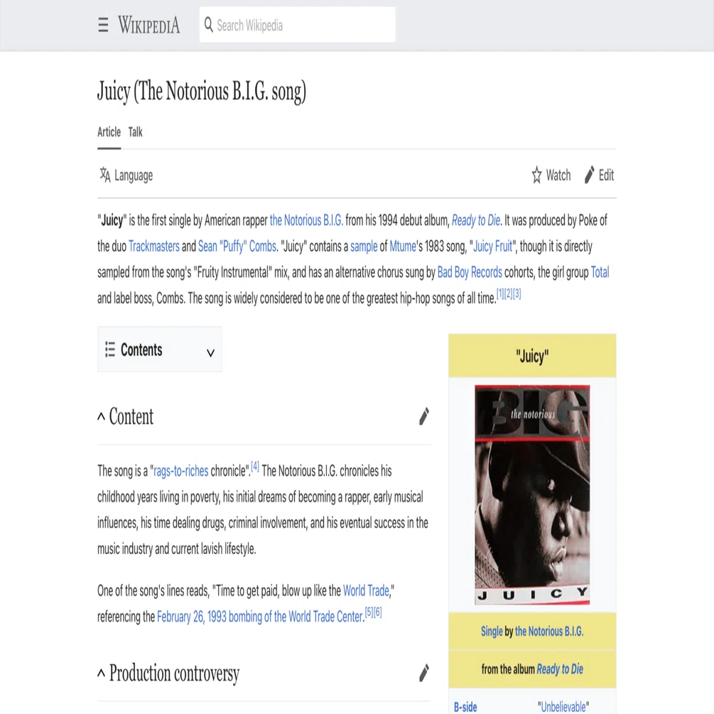 ノトーリアスB.I.G.｜Juicy】英語版ウィキペディアを読む【The
