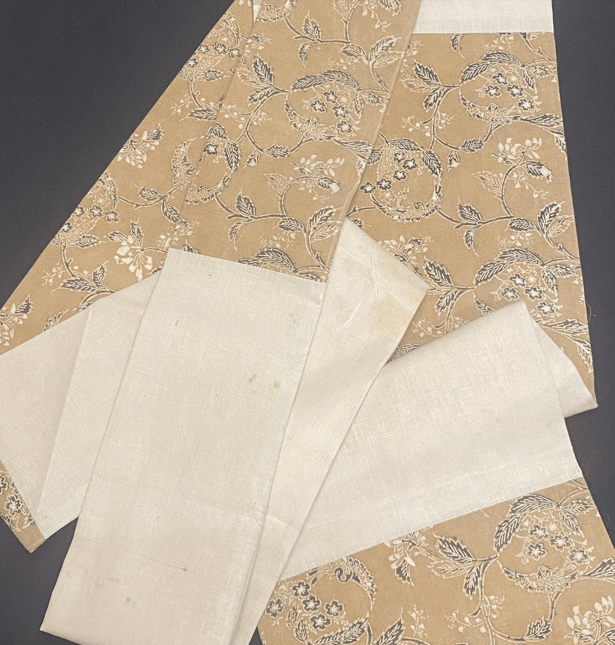 出品今日まで！アンティーク帯 両面帯 更紗な 鱗 紬？の様な 開き名古屋帯 京更紗古裂名古屋帯｜夢吉きもの