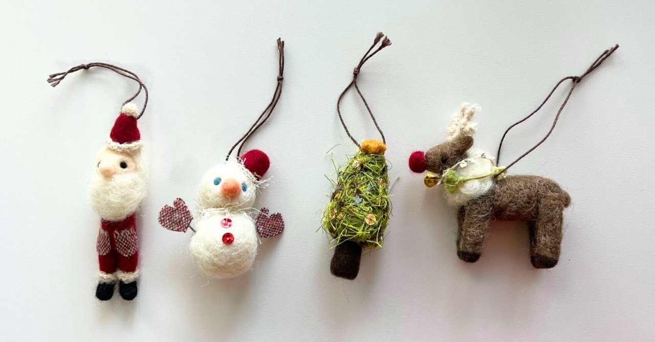 ハンドメイド羊毛フェルトクリスマスオーナメントセット 8個-3- 羊毛