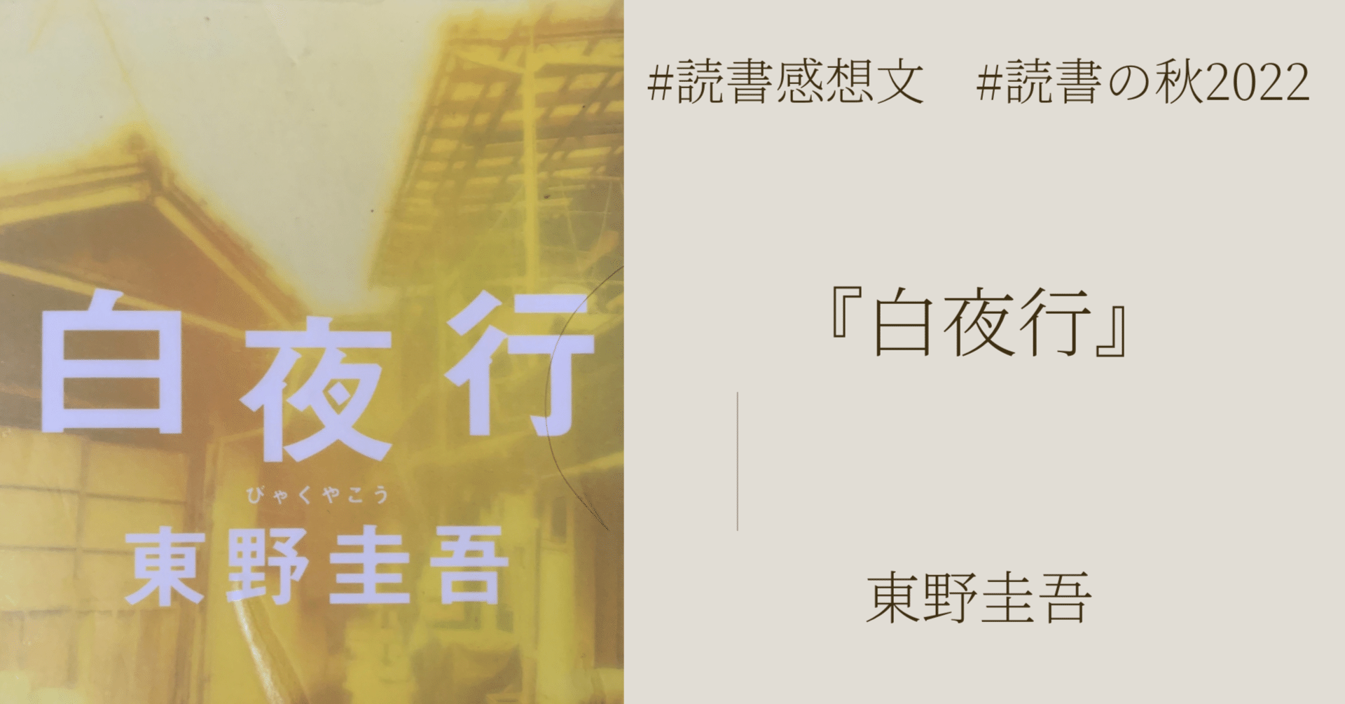 読書感想文 白夜行 東野圭吾著 マネキネコ Note