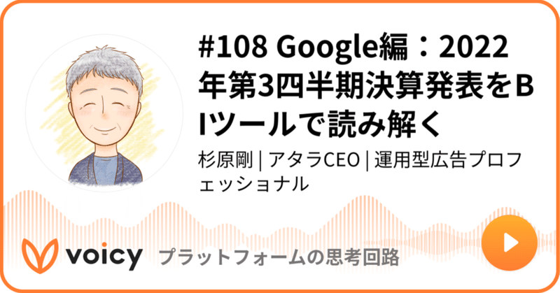 Voicy公開しました：#108 Google編：2022年第3四半期決算発表をBIツールで読み解く