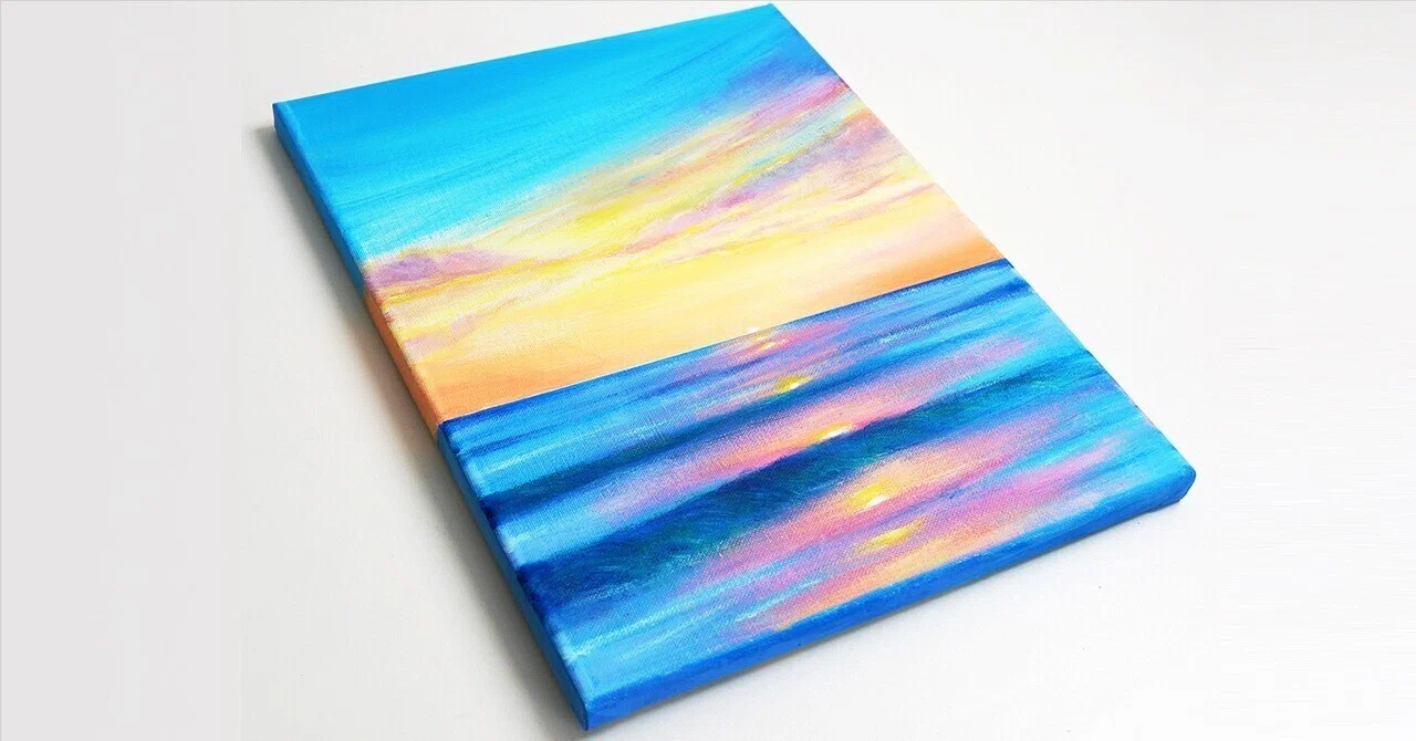 アクリル絵の具で「朝の海の風景」を描いてみた｜junya_art
