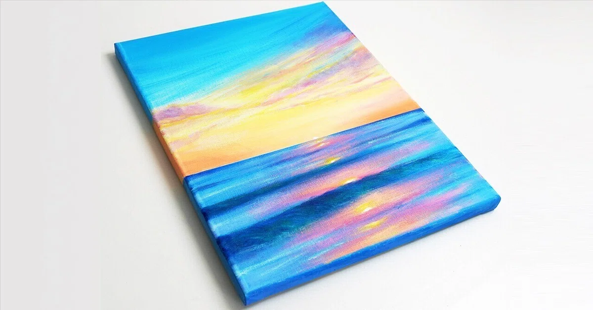 アクリル絵の具で「朝の海の風景」を描いてみた｜junya_art