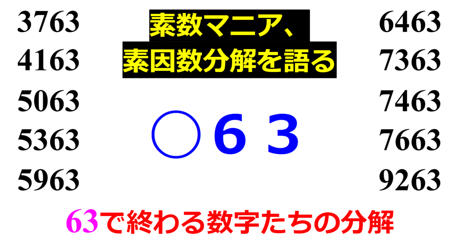 下二桁】○63の素因数分解を紹介【10000以下】｜SOSULover(NumberMania)