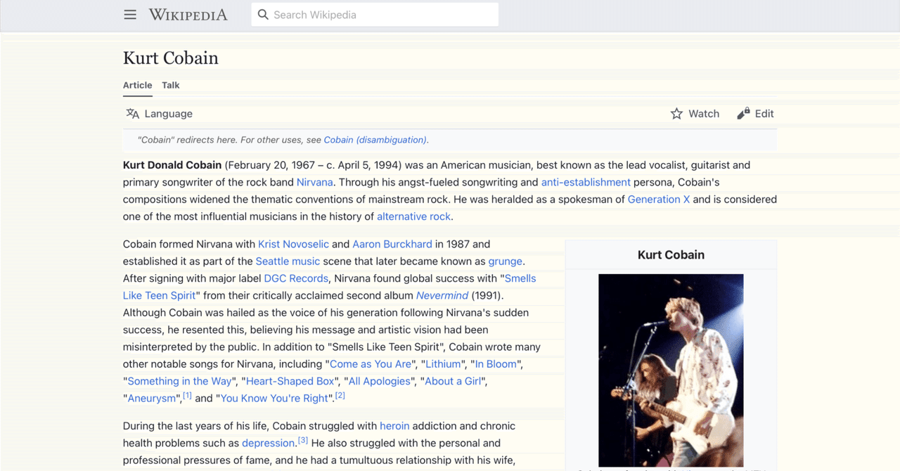 カート・コバーン】英語版ウィキペディアを日本語で読む【Kurt Cobain