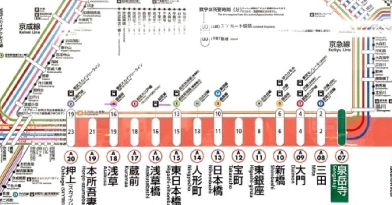 都営浅草線 泉岳寺駅で路線図を鑑賞する 井上マサキ note