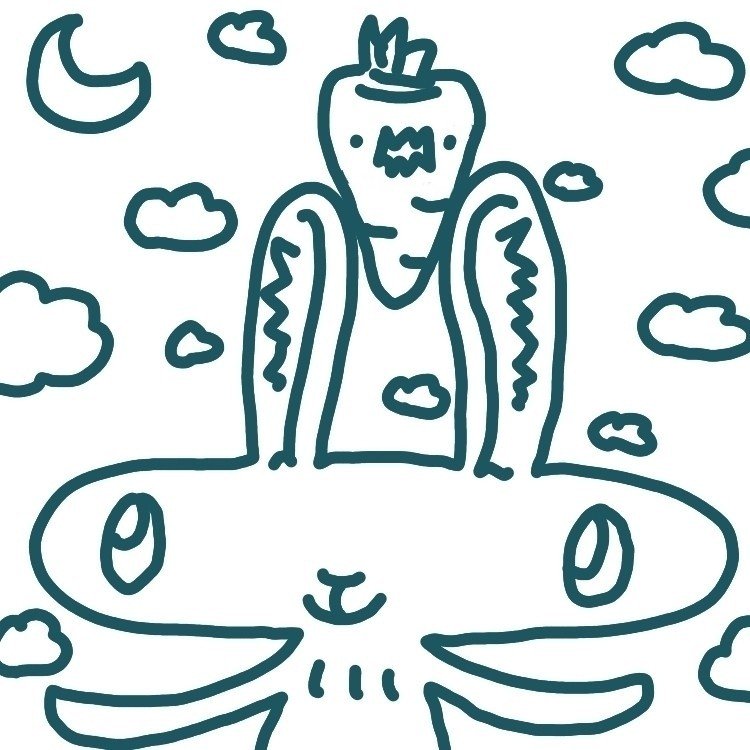 塗り絵 その２ うさぎ人参 あと 過去の絵の線だけバージョンたち 湿度100 Note