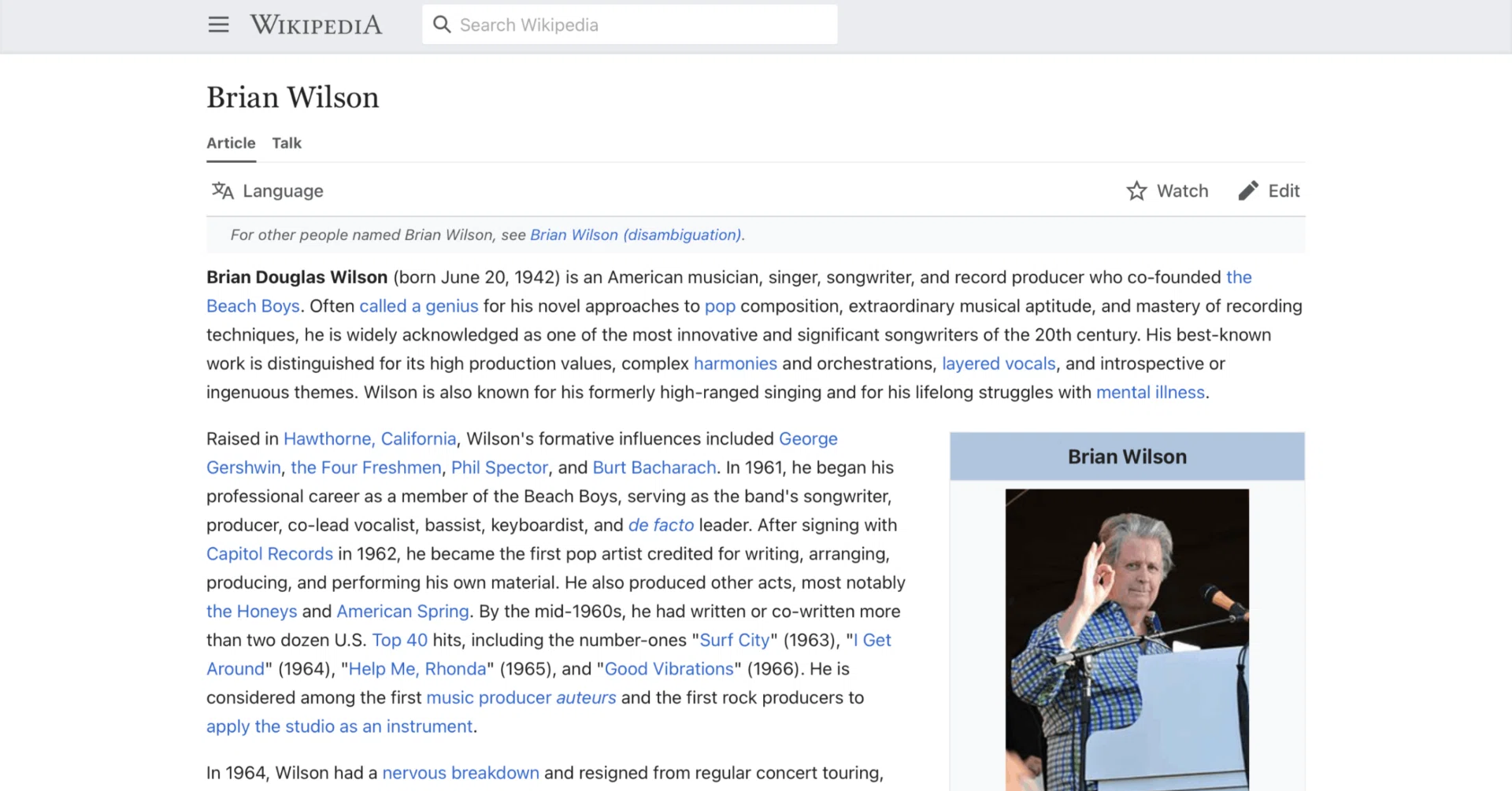 ブライアン・ウィルソン】英語版ウィキペディアを日本語で読む【Brian 