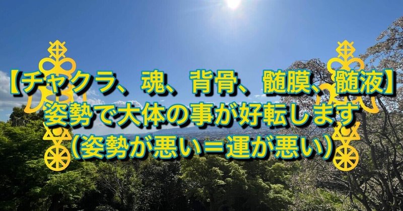 【チャクラ、魂、背骨、脊髄、髄膜】姿勢で大体の事が好転します。（姿勢が悪い＝運が悪い）