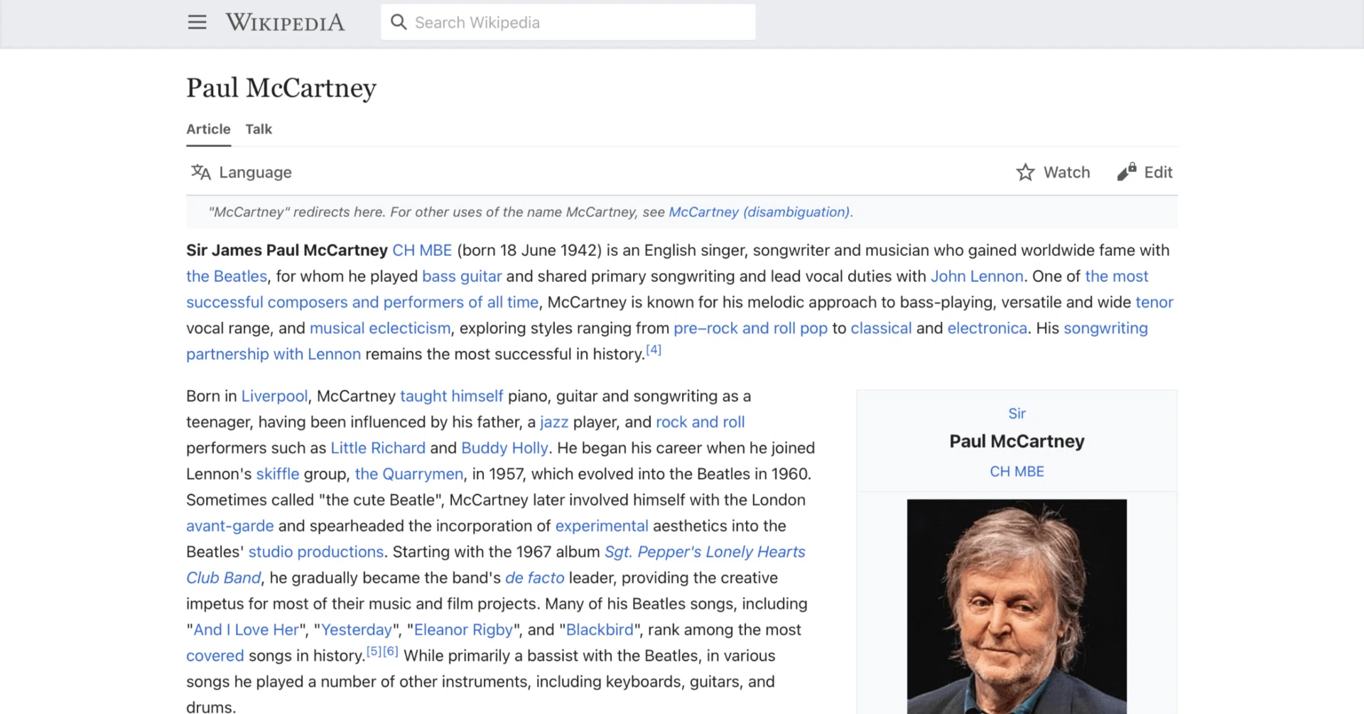 ポール・マッカートニー】英語版ウィキペディアを日本語で読む【Paul