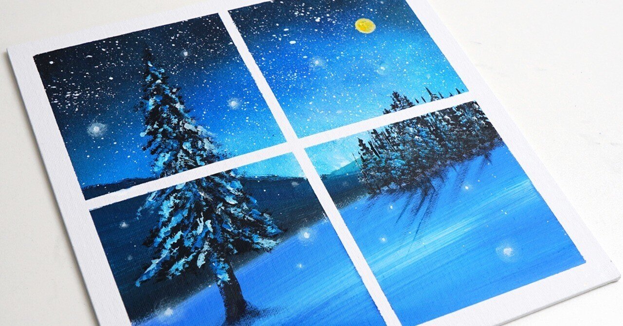 アクリル絵の具で「窓から見る冬景色」を描いてみた｜junya_art