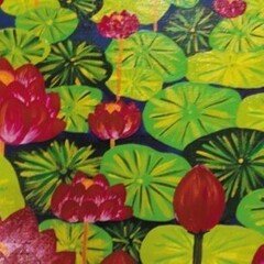 80号の大作の作品紹介⑧ハッピー蓮の花｜ハッピー太陽画家小楠アキコ