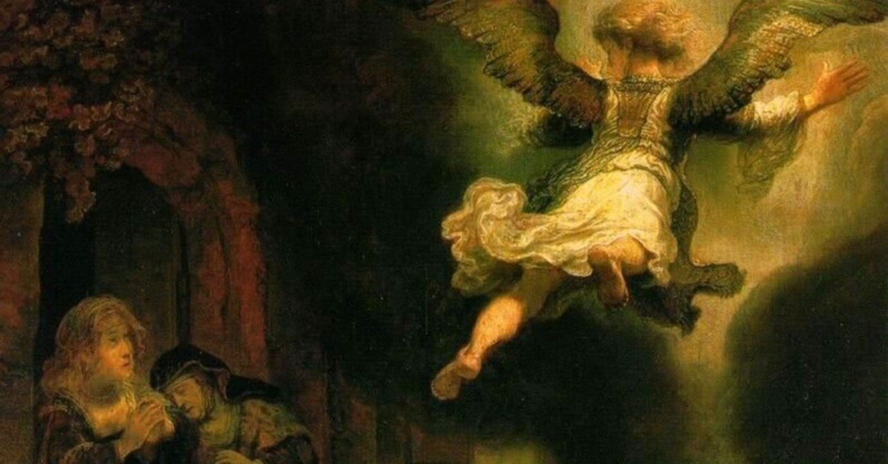 トビアスの家を去る大天使ラファエル」レンブラント【ルーヴル美術館の
