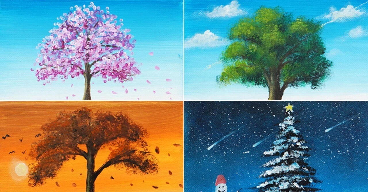 アクリル絵の具で「四季の風景」を描いてみた｜junya_art