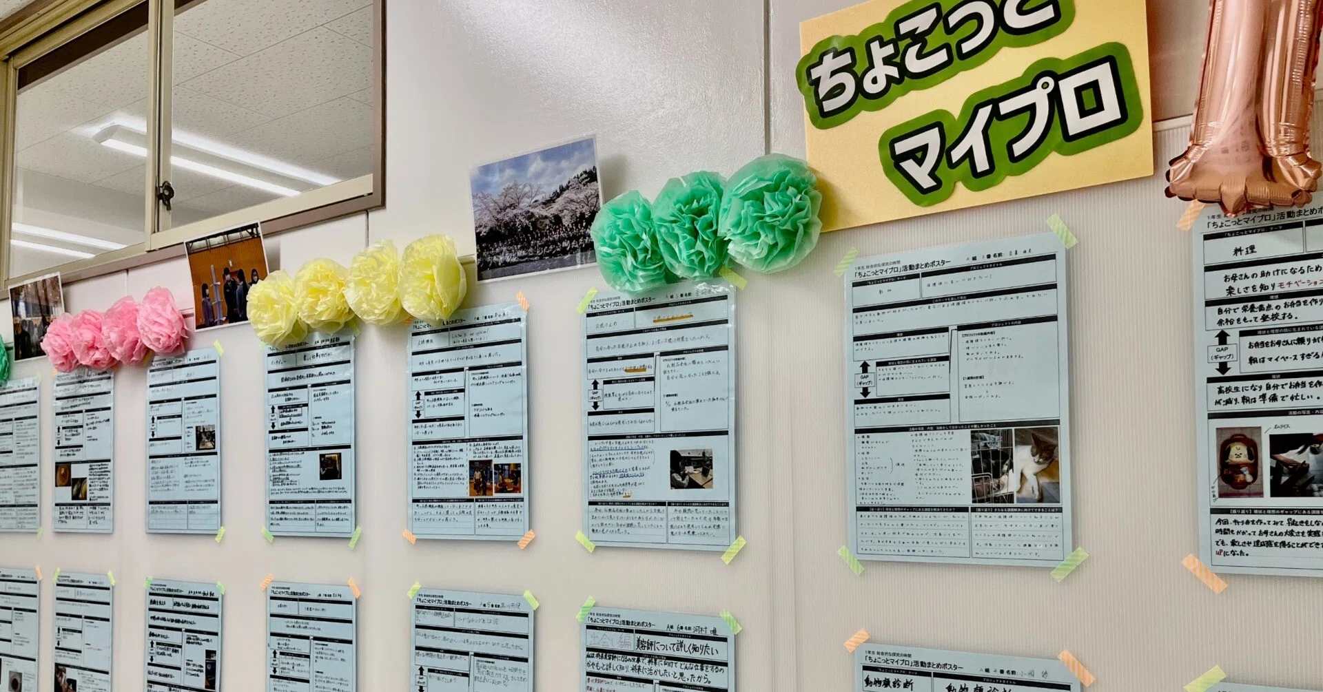 お知らせ／1年生「ちょこっとマイプロ」を町内2ヶ所で展示します 