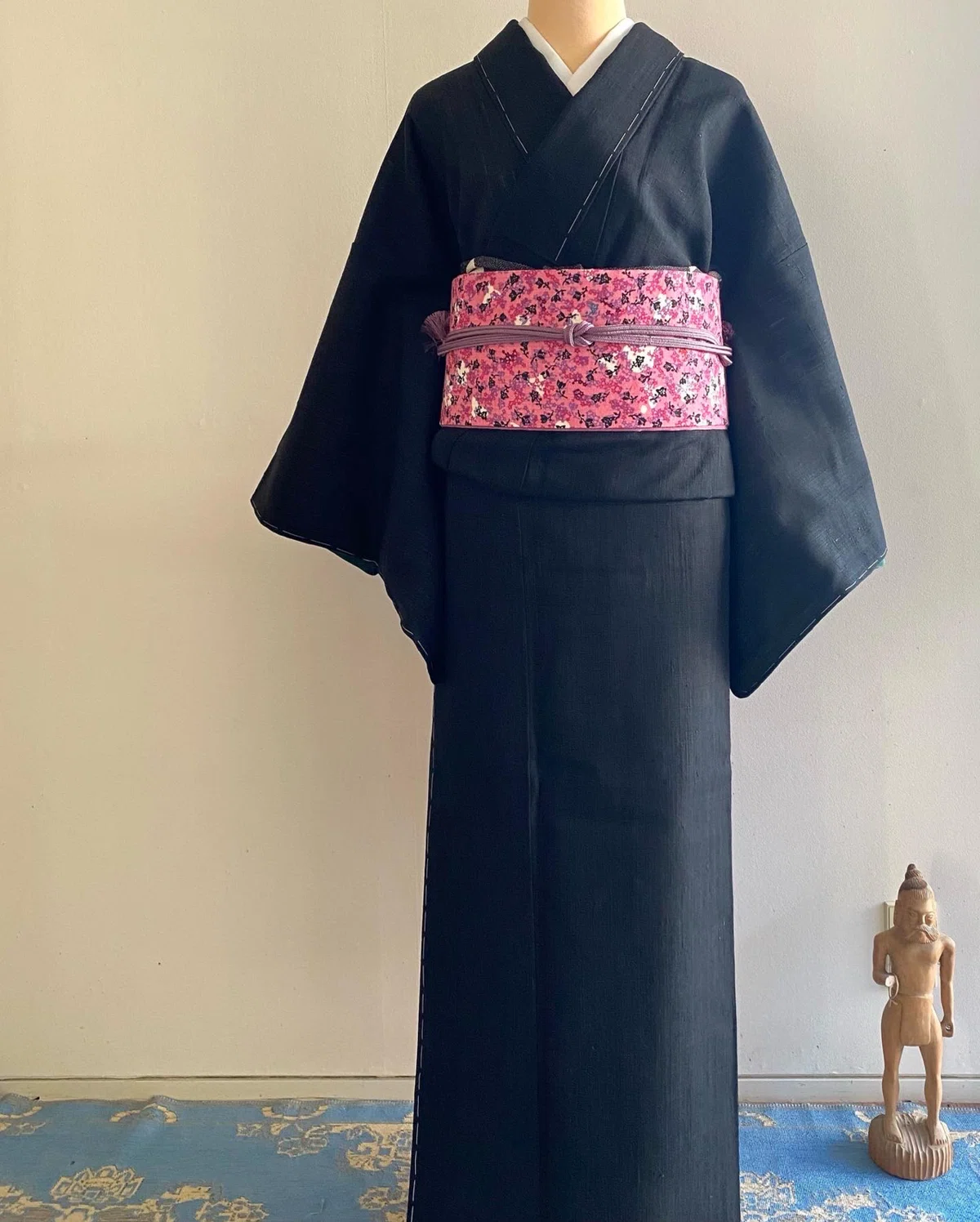 黒無地経節紬｜夢吉きもの