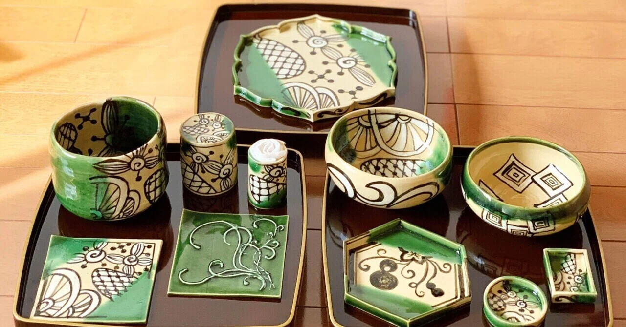 斬新なデザイン？いえいえ400年前のもの。織部に魅力は凄い！またまた 