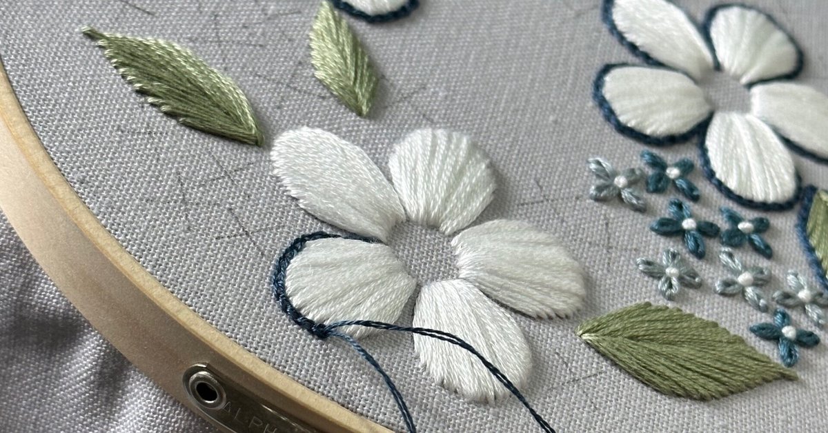 古い刺しかけ刺繍布　図案 この1色に悩むのです。それが醍醐味でもあります。｜はなこまち