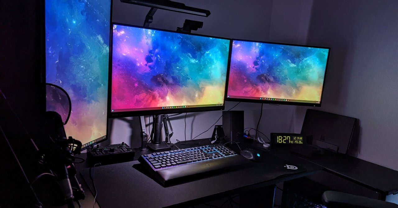 黒いゲーミングPC・おまけでモニター+スピーカー・Office