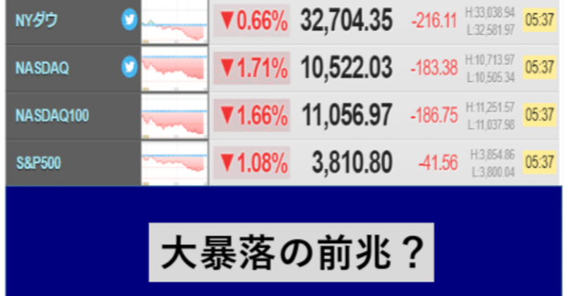 NY市場、今朝も下落中　大暴落の前兆…