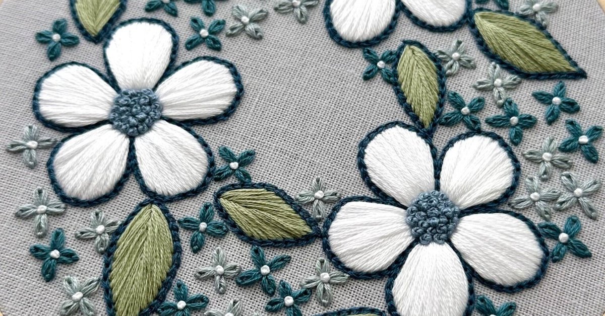 PDF図案「藍と白」｜はなこまち/刺繍作家