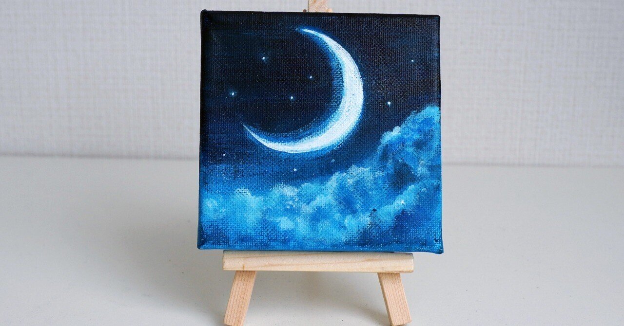 アクリル絵の具で「三日月の風景」を描いてみた｜junya_art
